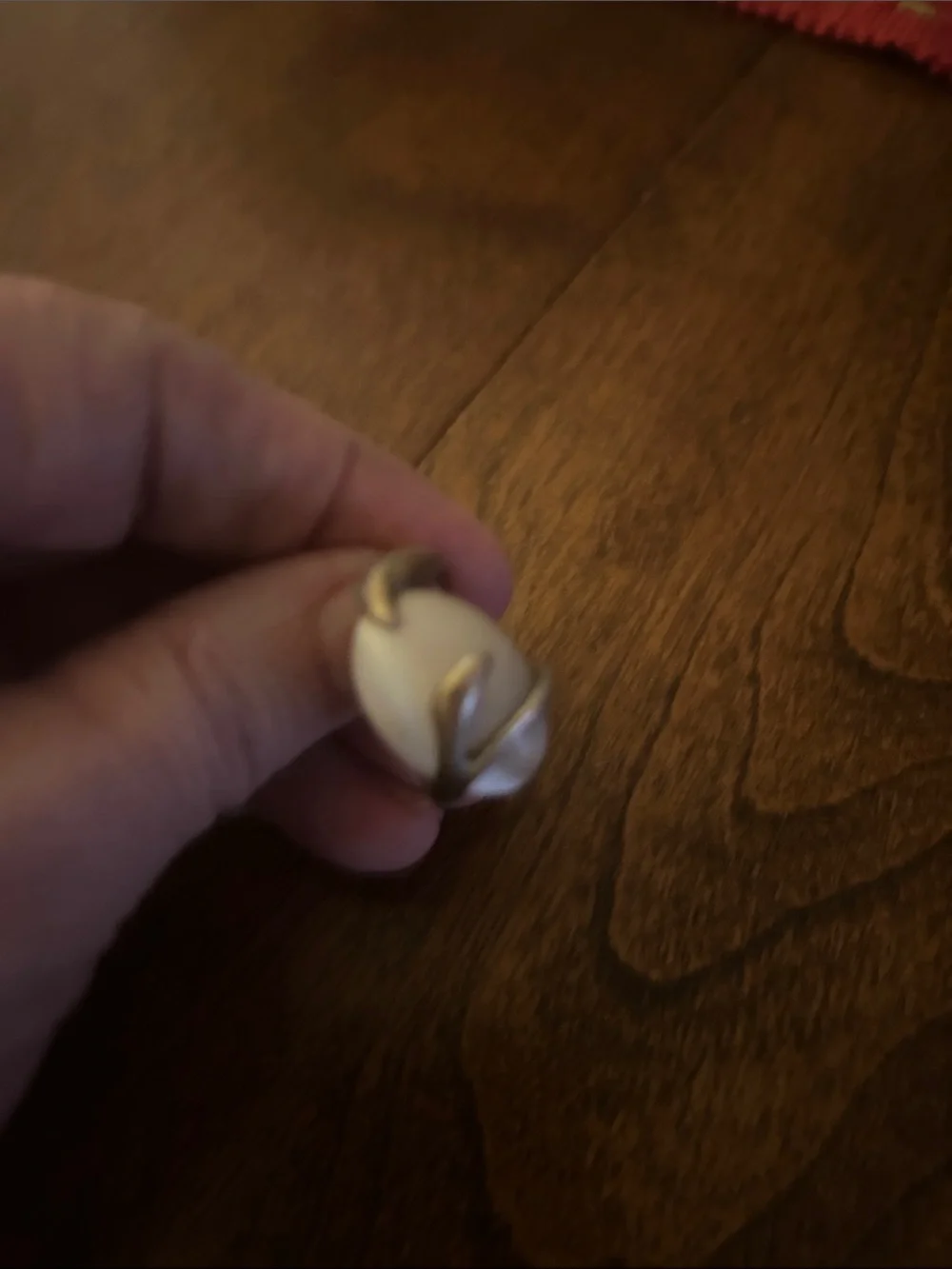 Elegant White Stone Ring with Gold-Tone Vine Setting